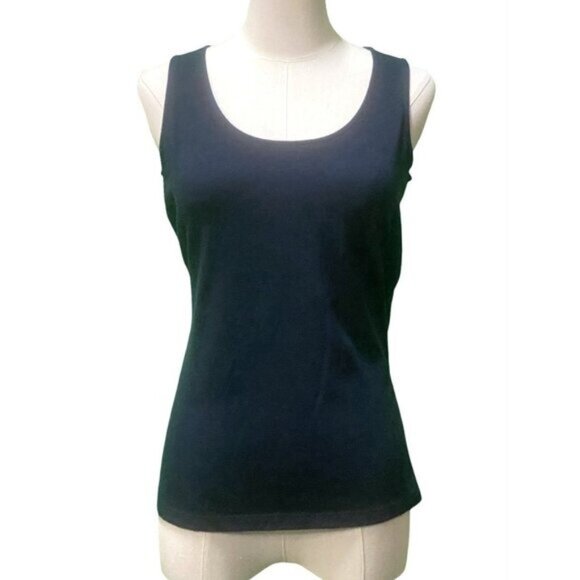 Talbots Sleeveless U-Neck Cotton Blend Navy Blue Tank Top Size PS - Picture 1 of 4